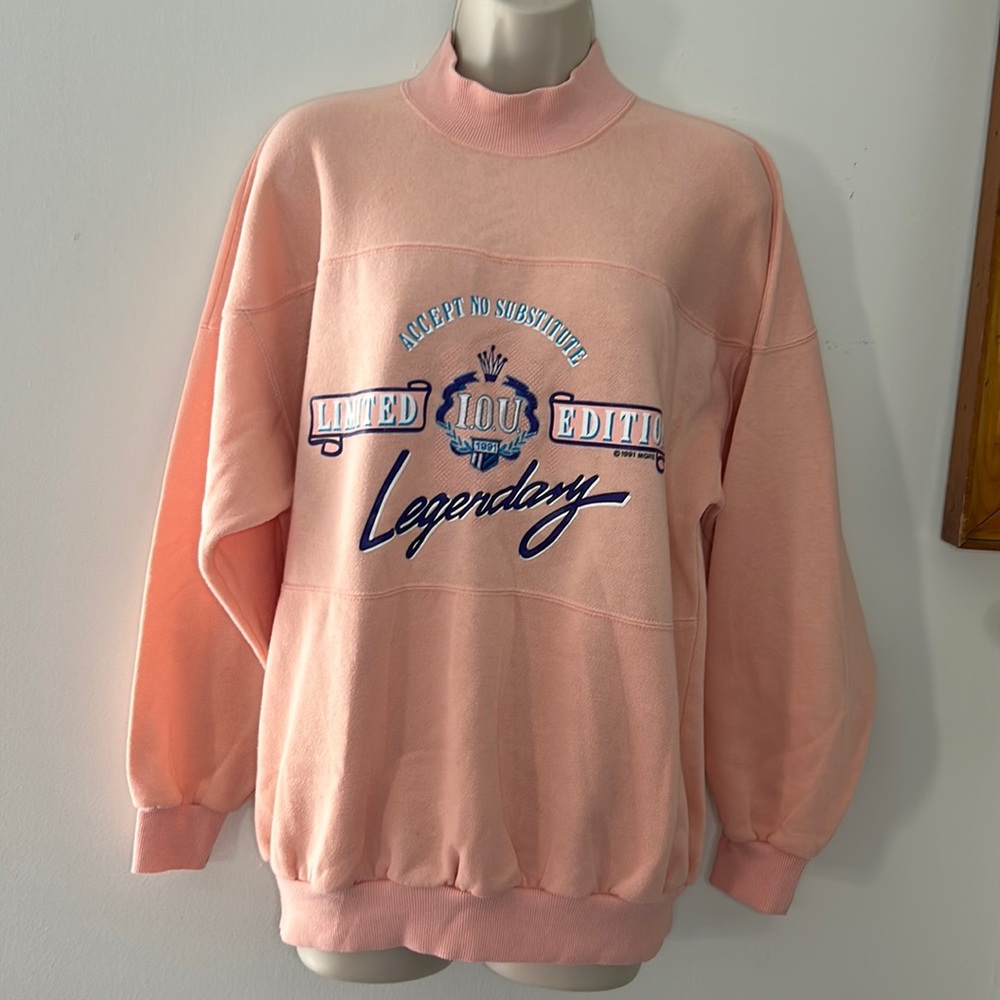 Vintage Graphic Sweatshirt Oversized Mock-Neck IOU Brand